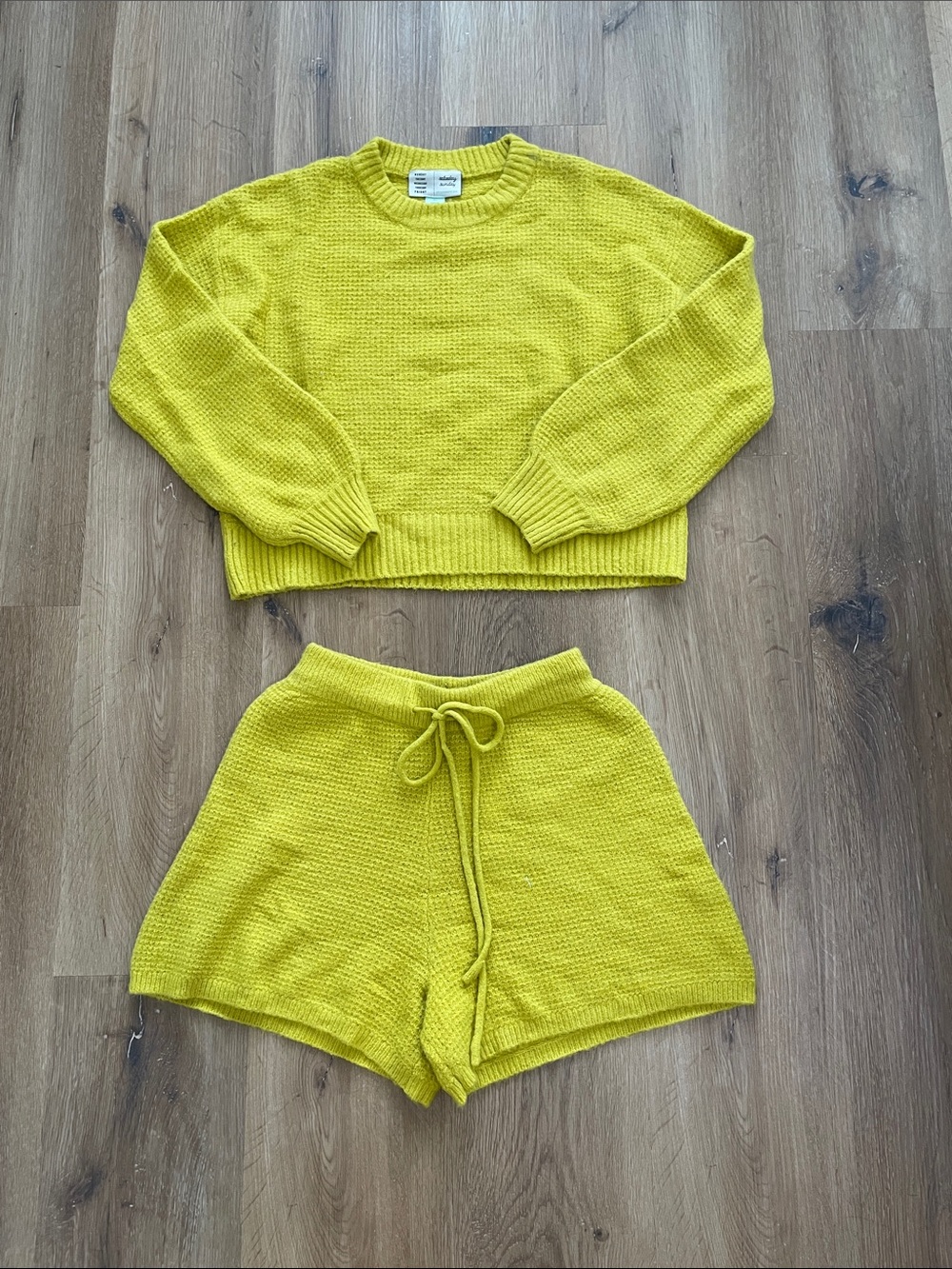 Saturday Sunday by Anthropologie Crewneck Cropped Sweater and Shorts set